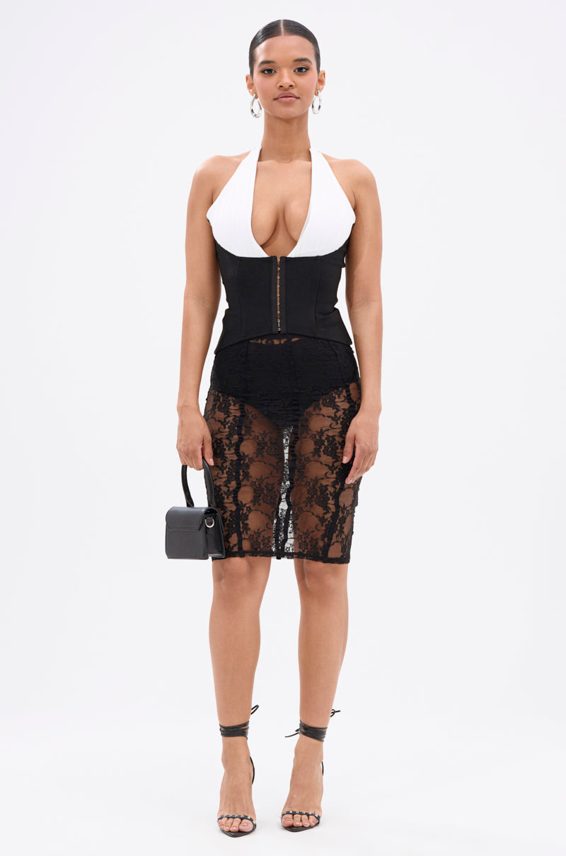 BABY PLEASE PLEASE LACE MIDI SKIRT