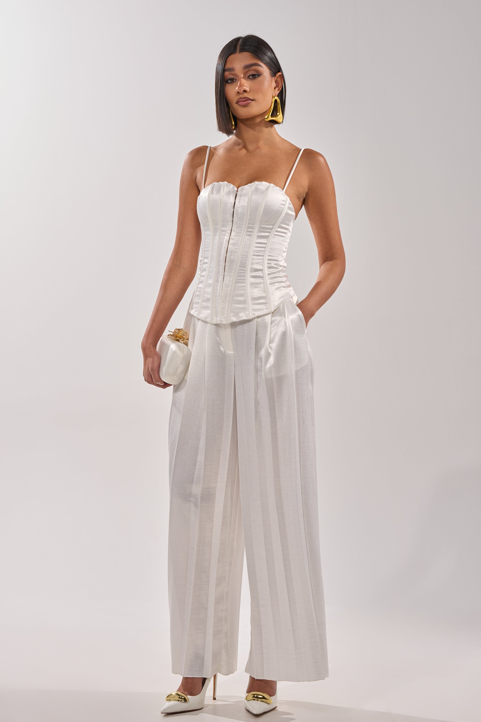 IRIS SATIN PLEATED PANT