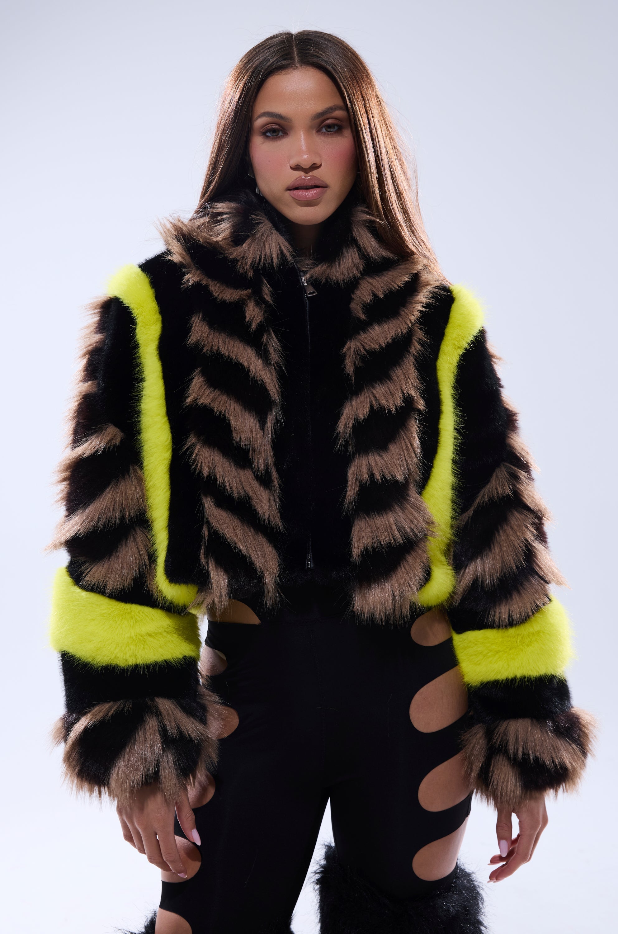 MISS ME WITH THAT PANELED FAUX FUR