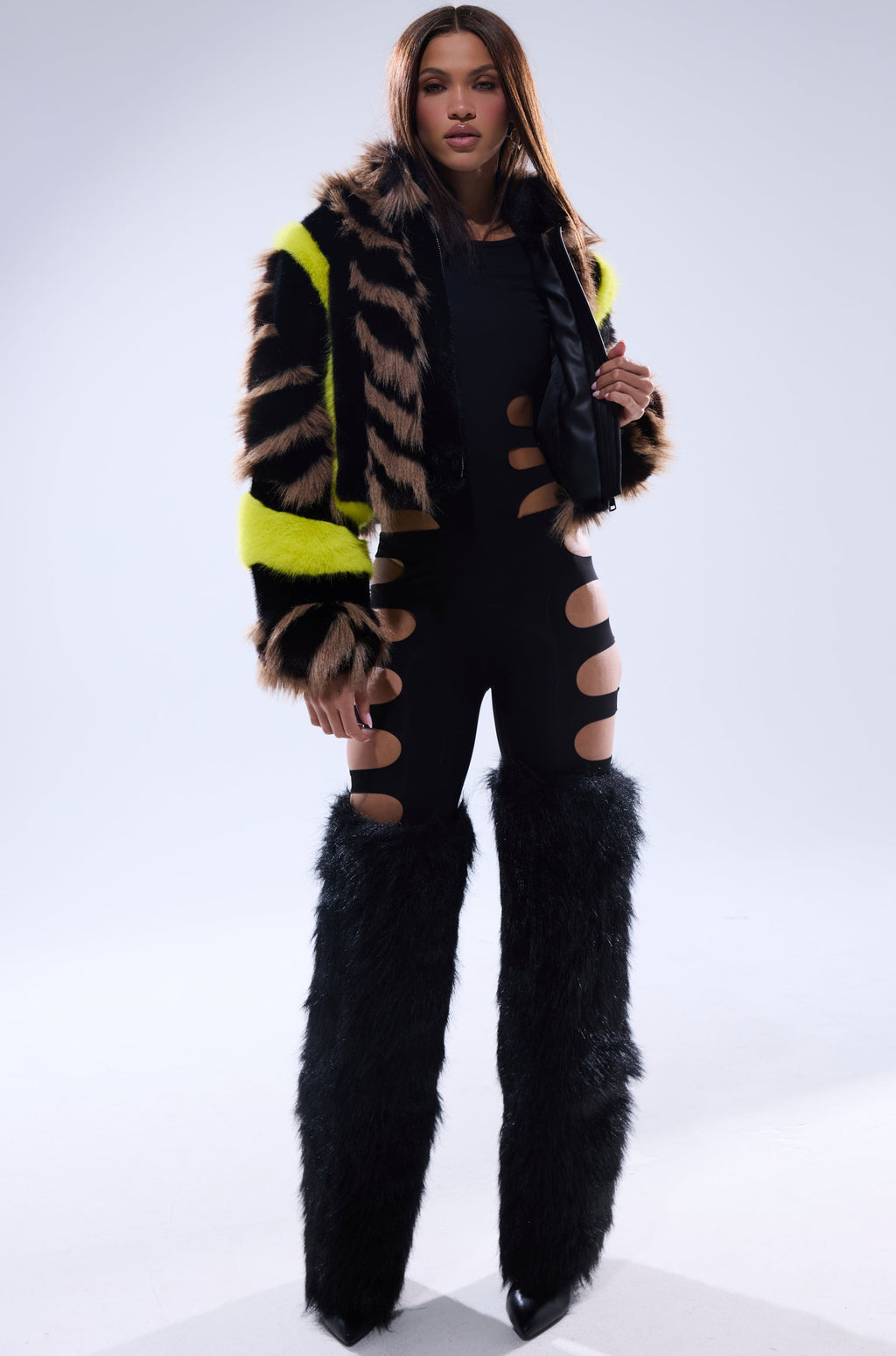 MISS ME WITH THAT PANELED FAUX FUR