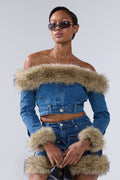 FLUFFY OFF THE SHOULDER LONG SLEEVE TOP