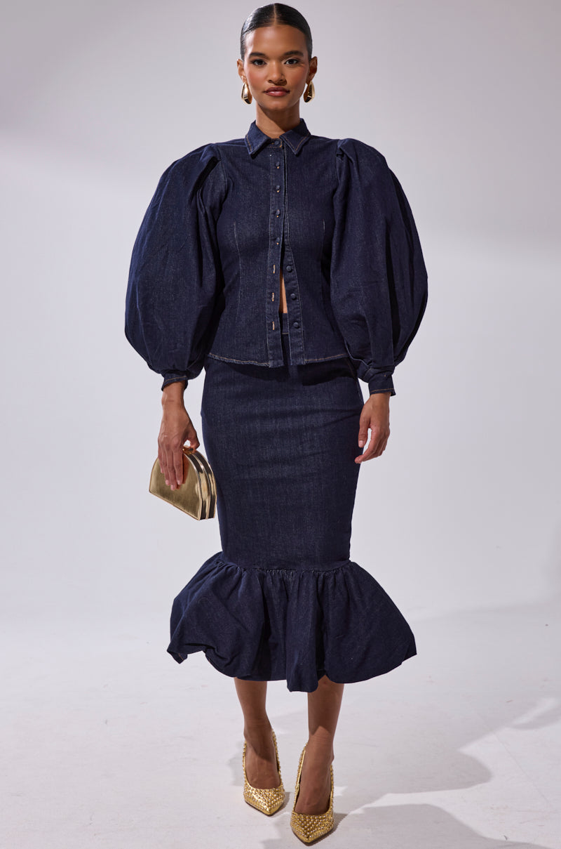 LET'S CHANGE IT UP DENIM BLOUSE