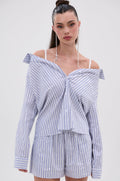 NOTHING BETTER STRIPE BUTTON DOWN WITH RHINESTONE