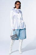 DIAMOND BRIGHT BUTTON DOWN SATIN BLOUSE
