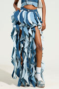 ALESSANDRA DRAMATIC DENIM MAXI SKIRT