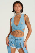 DIVALICIOUS DENIM BRA TOP