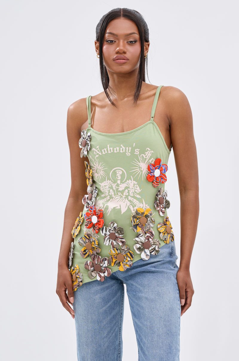 FOR THE FREE FLORAL EMBELLISHED TOP