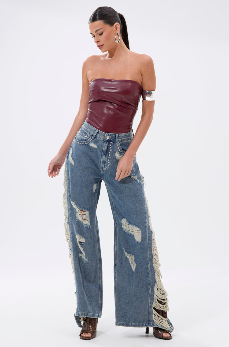 LUSH LIFE FAUX LEATHER BODYSUIT