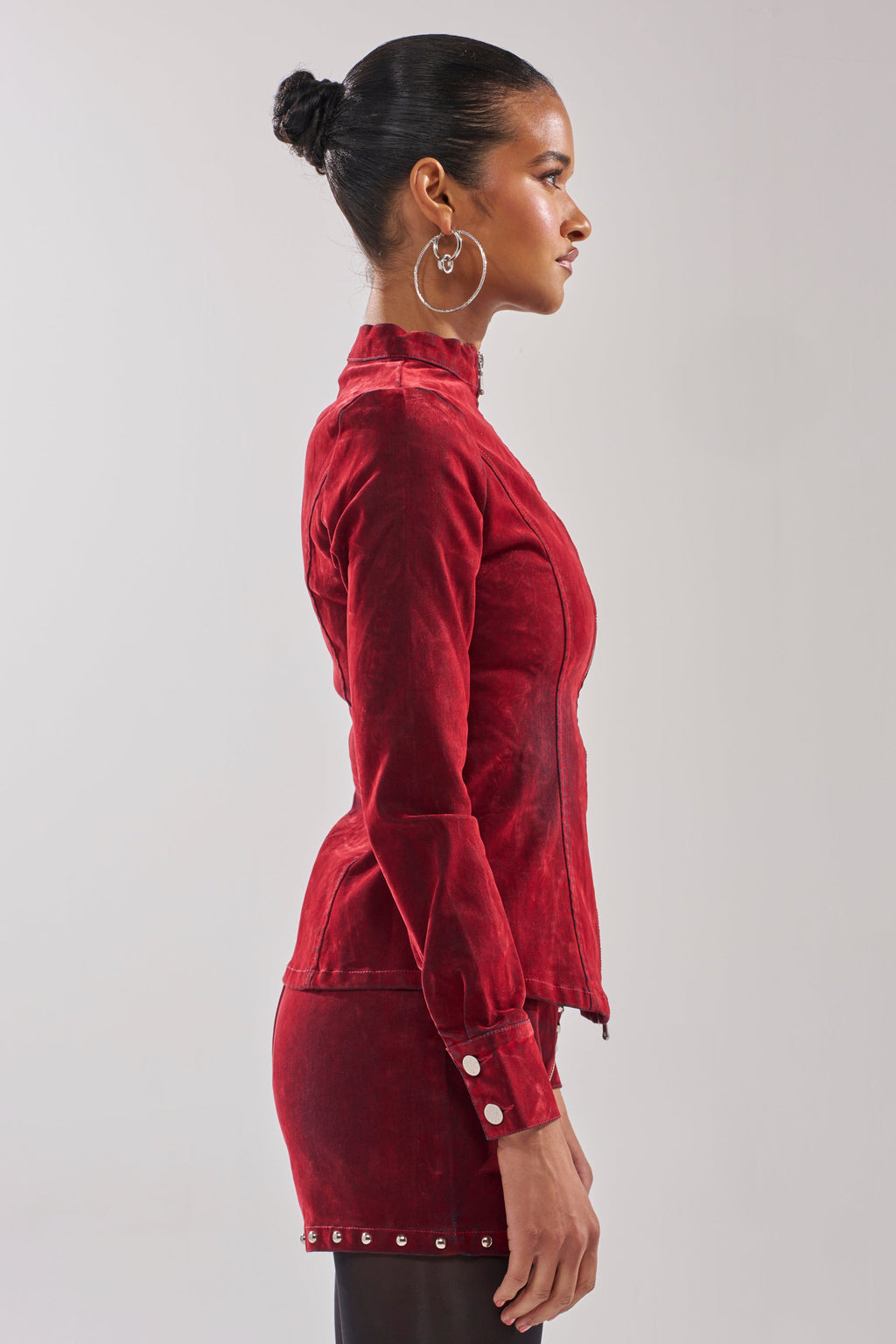 RODEO VIBES VELVET DENIM ZIP UP