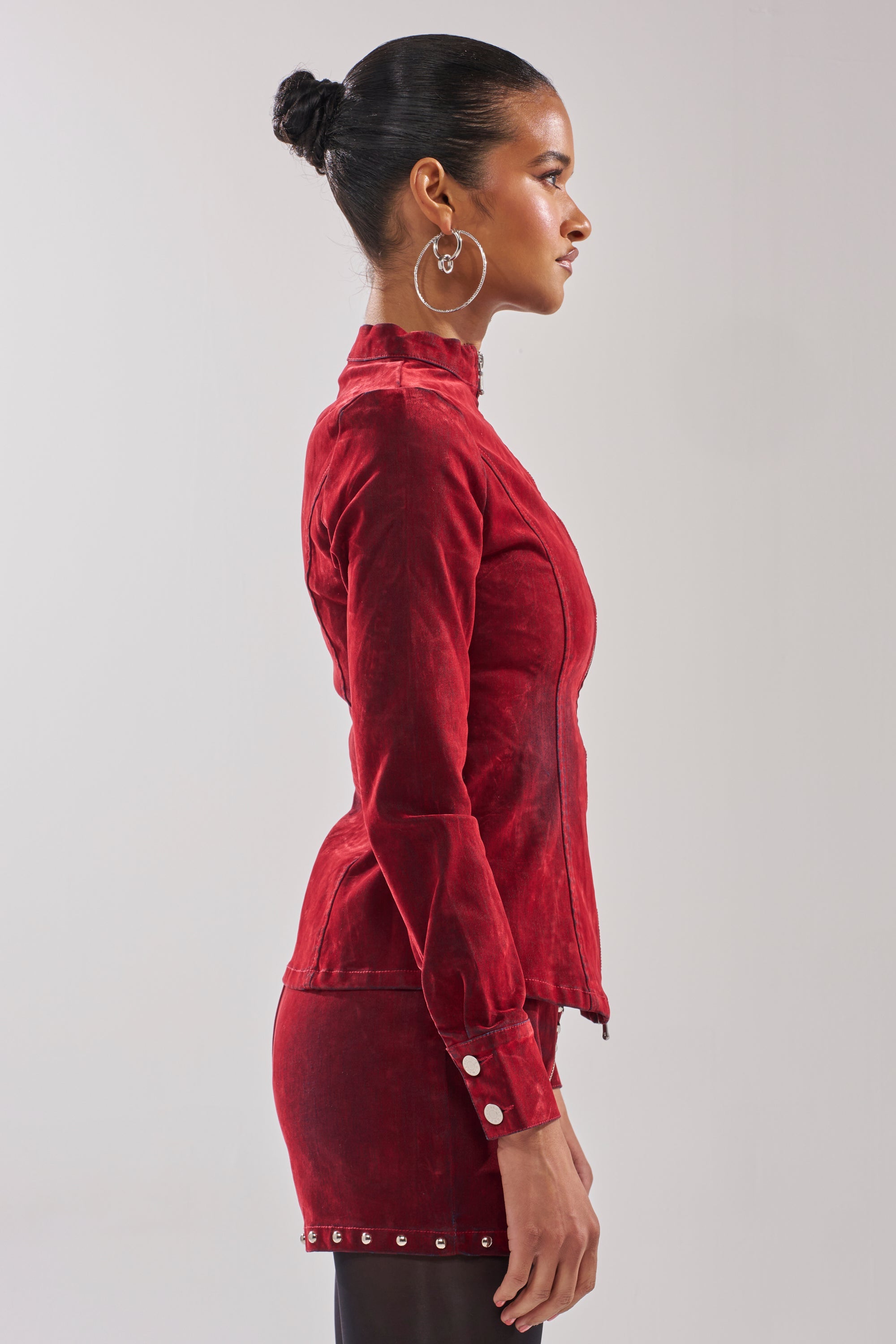 RODEO VIBES VELVET DENIM ZIP UP
