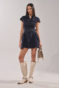 SADIE BUTTON UP DENIM MINI DRESS