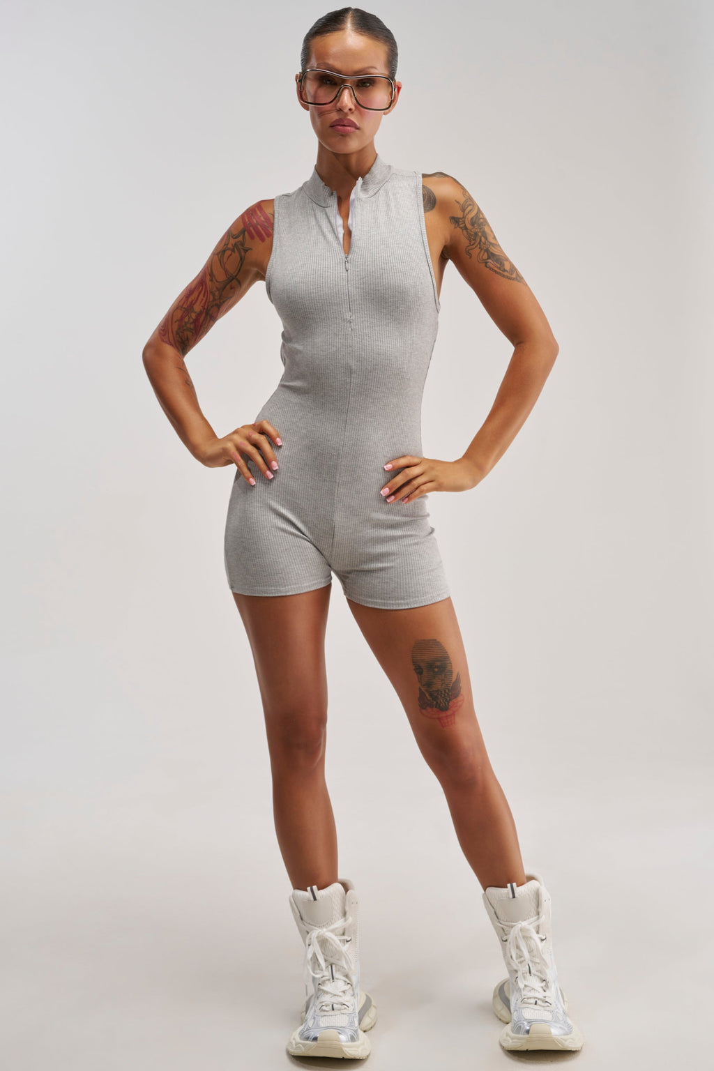 EFFORTLESS ICON ZIP UP KNIT ROMPER