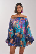 OUT FOR BRUNCH PATTERNED MINI DRESS