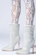 AZALEA WANG JUBAL WHITE EMBELLISHED BOOTIE