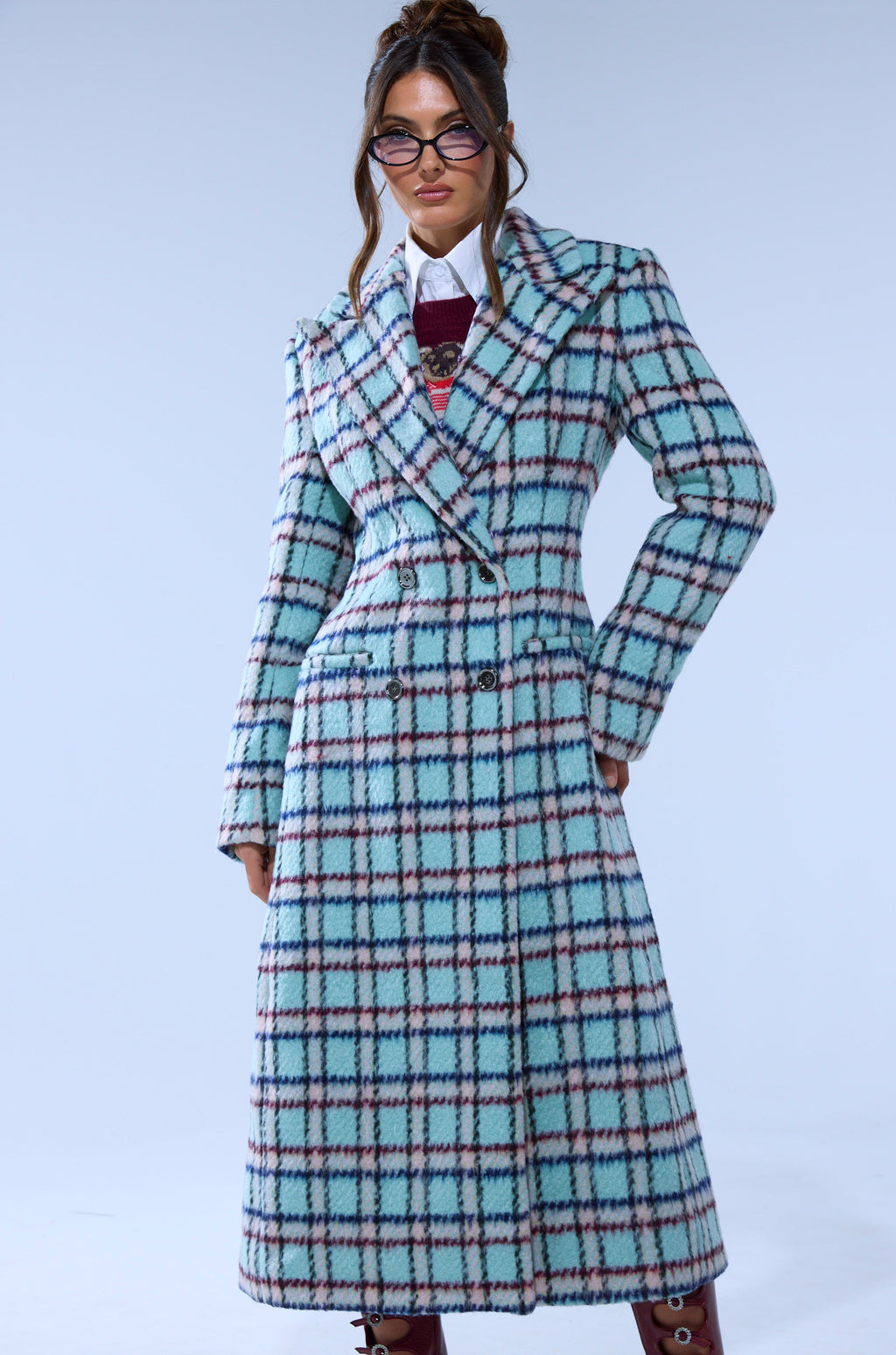 TEA FOR TWO FUR TRIM TRENCH IN BLUE