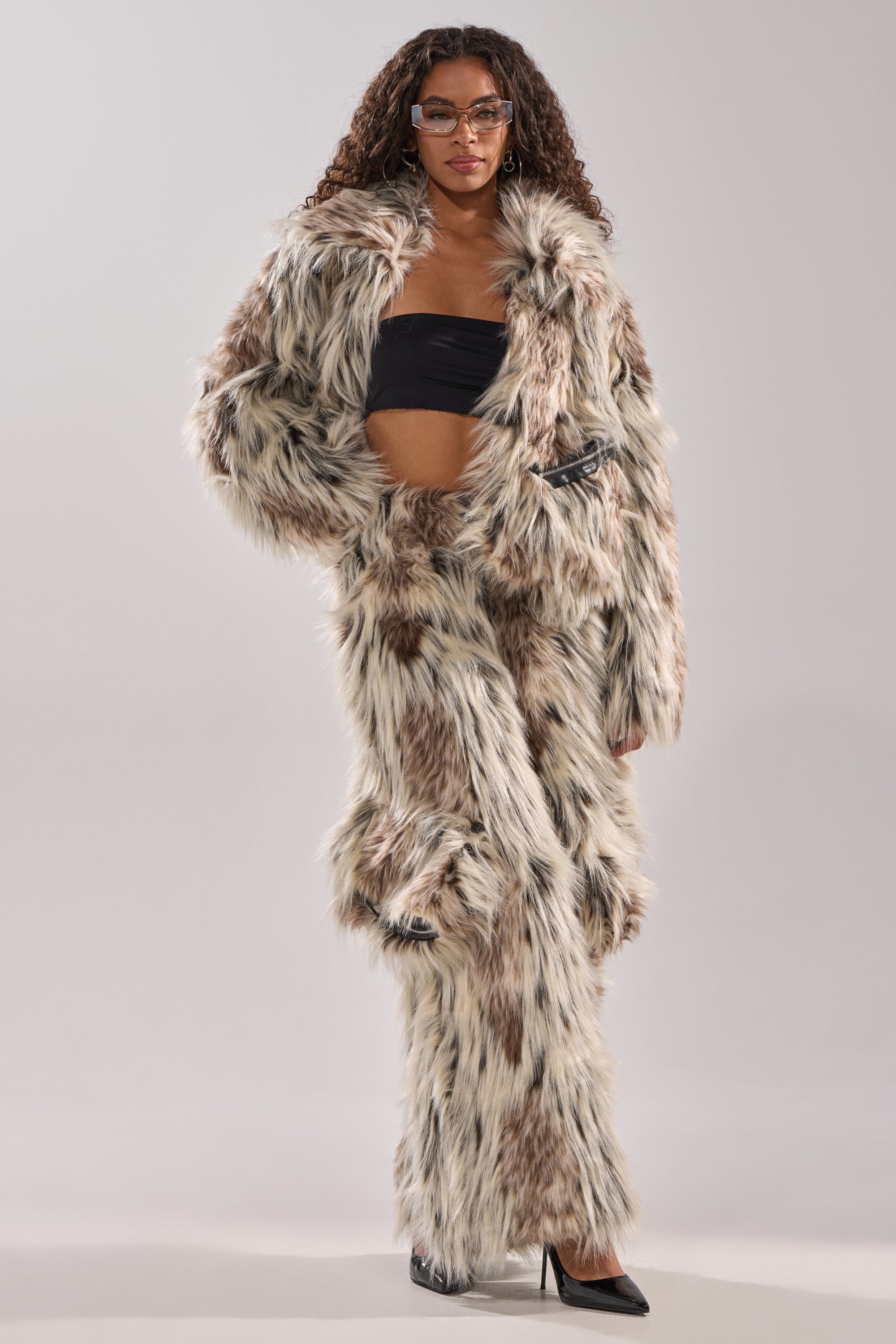 PARTICULAR TASTE FAUX FUR CARGO PANTS