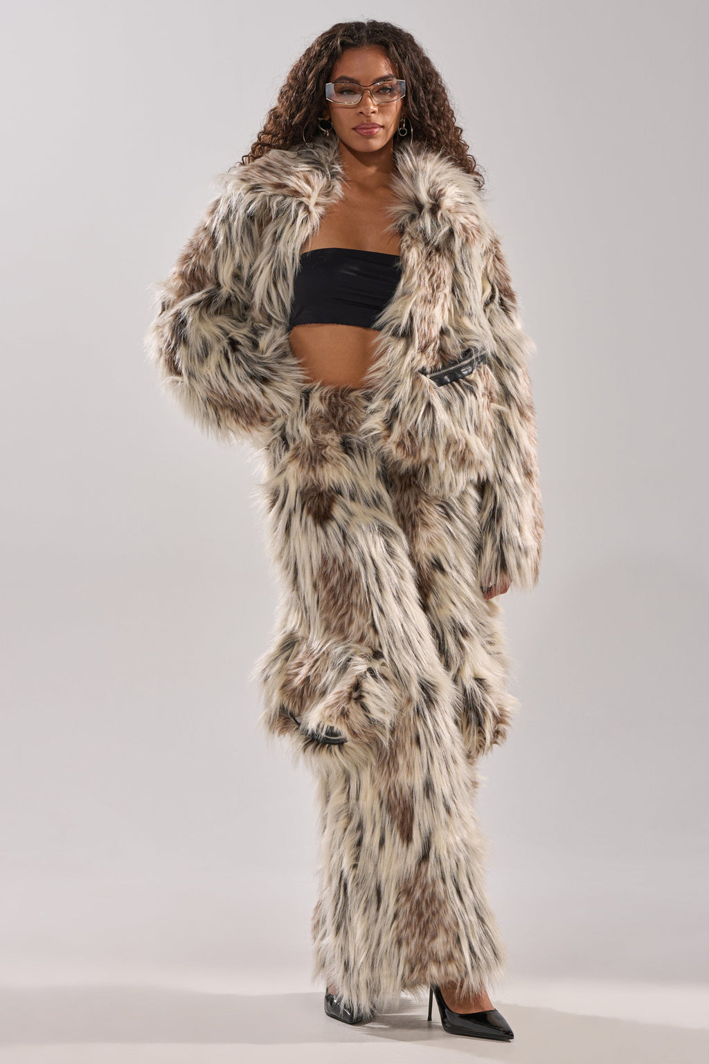 PARTICULAR TASTE FAUX FUR CARGO PANTS