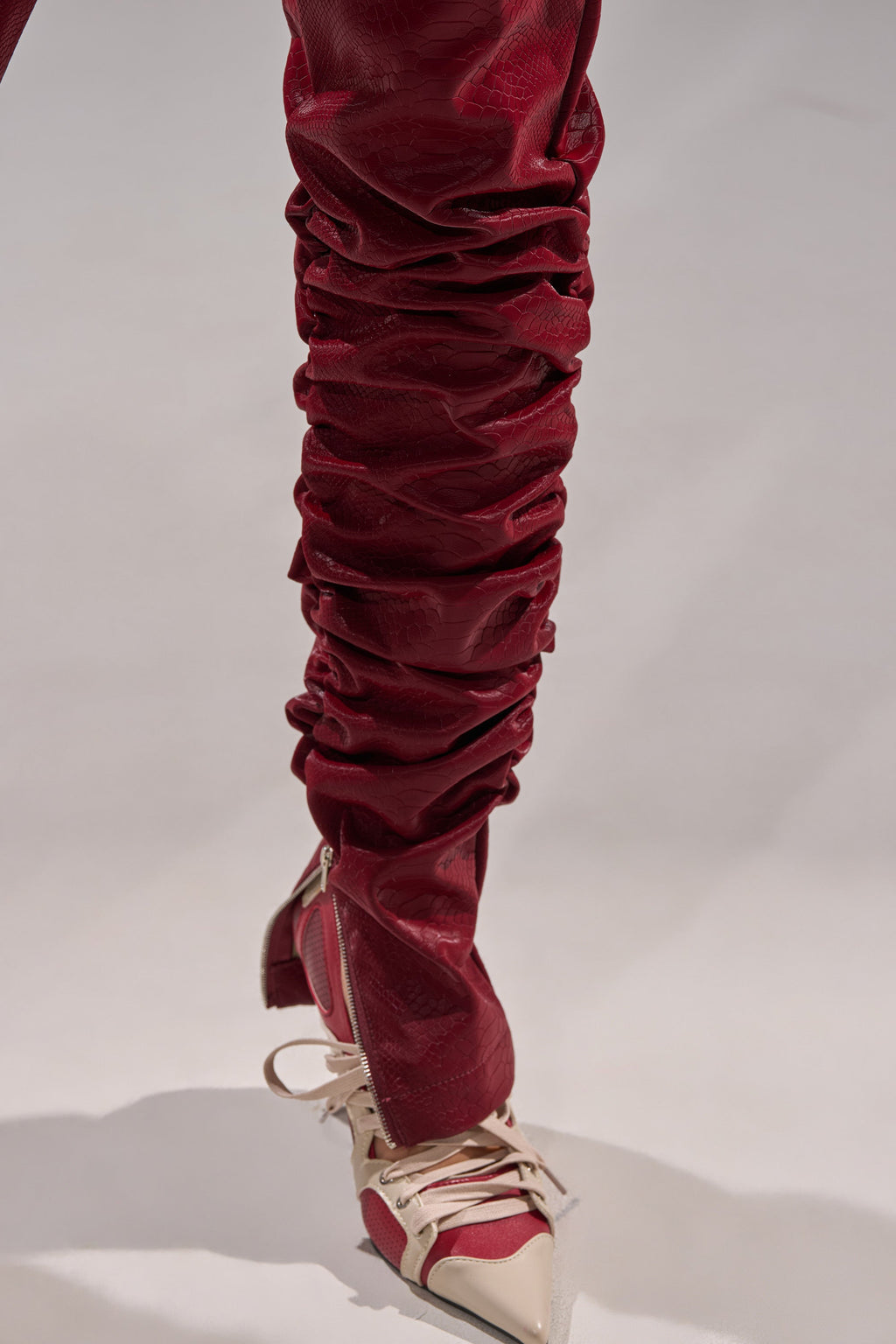 TOO HOT FOR YOU FAUX LEATHER RUCHED TROUSER