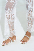 AKIRA LAVEDA WHITE EMBELLISHED FLAT SANDAL