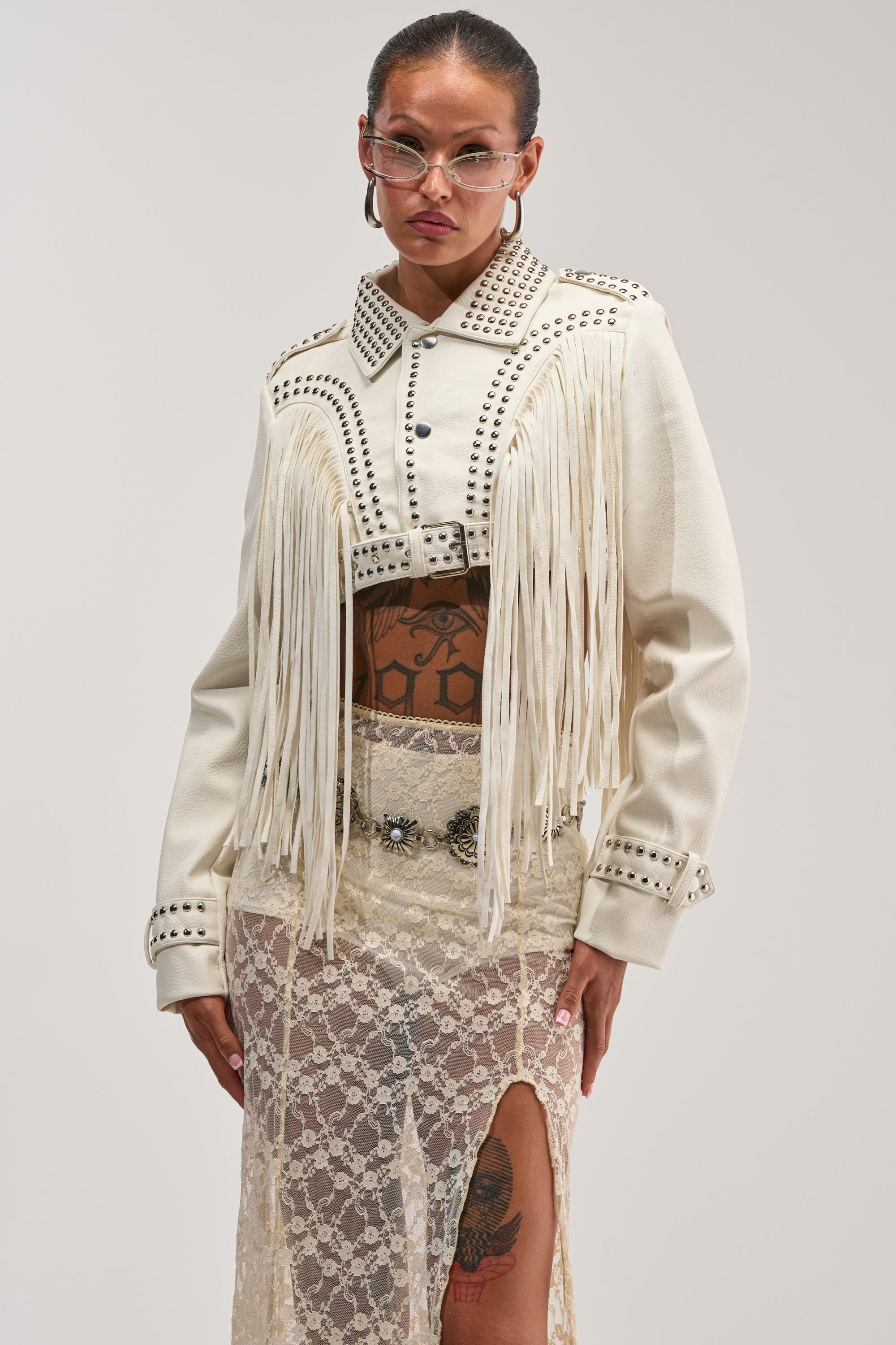 RUMI CROPPED MOTO IN WHITE