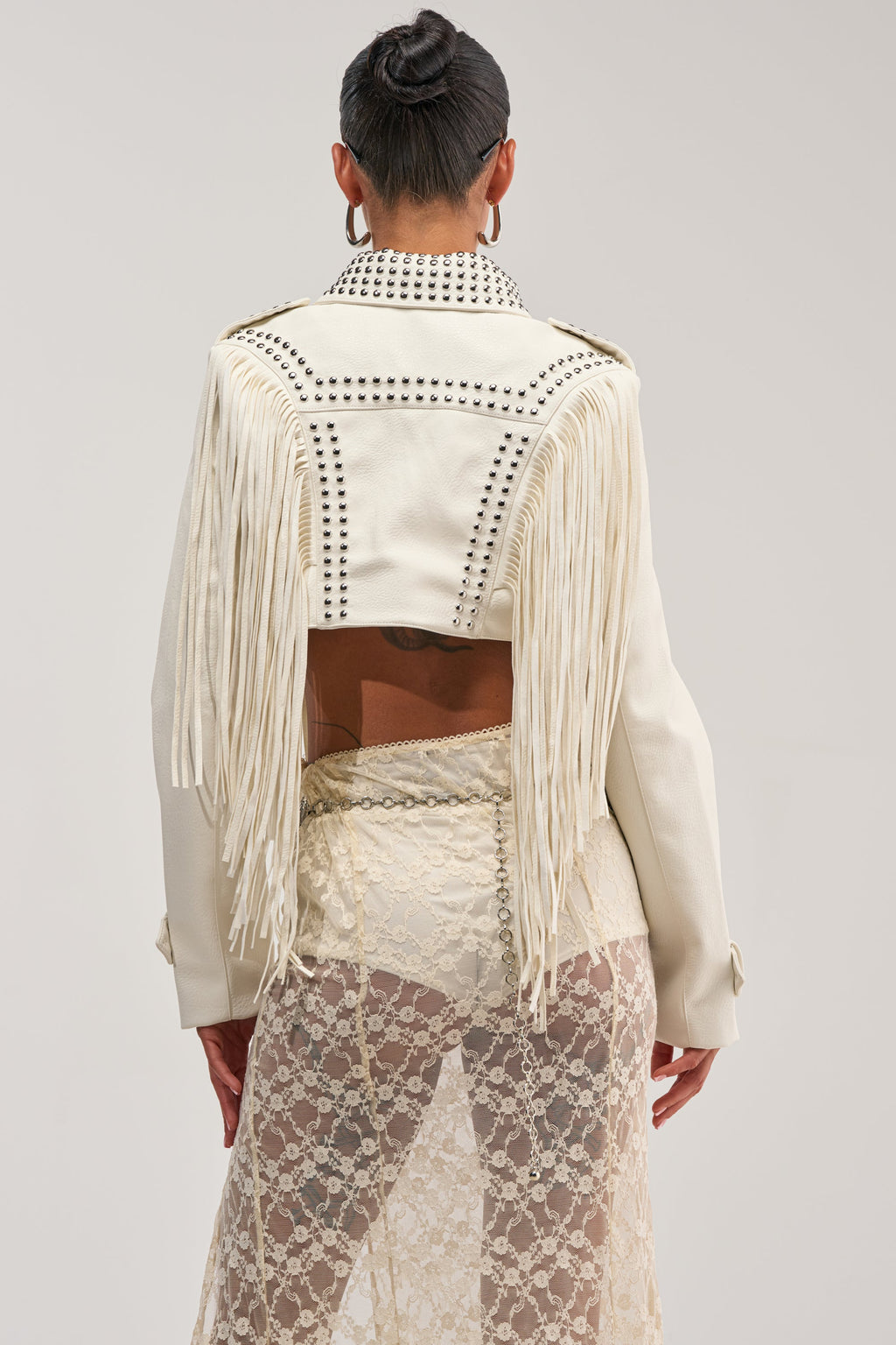 RUMI CROPPED MOTO IN WHITE