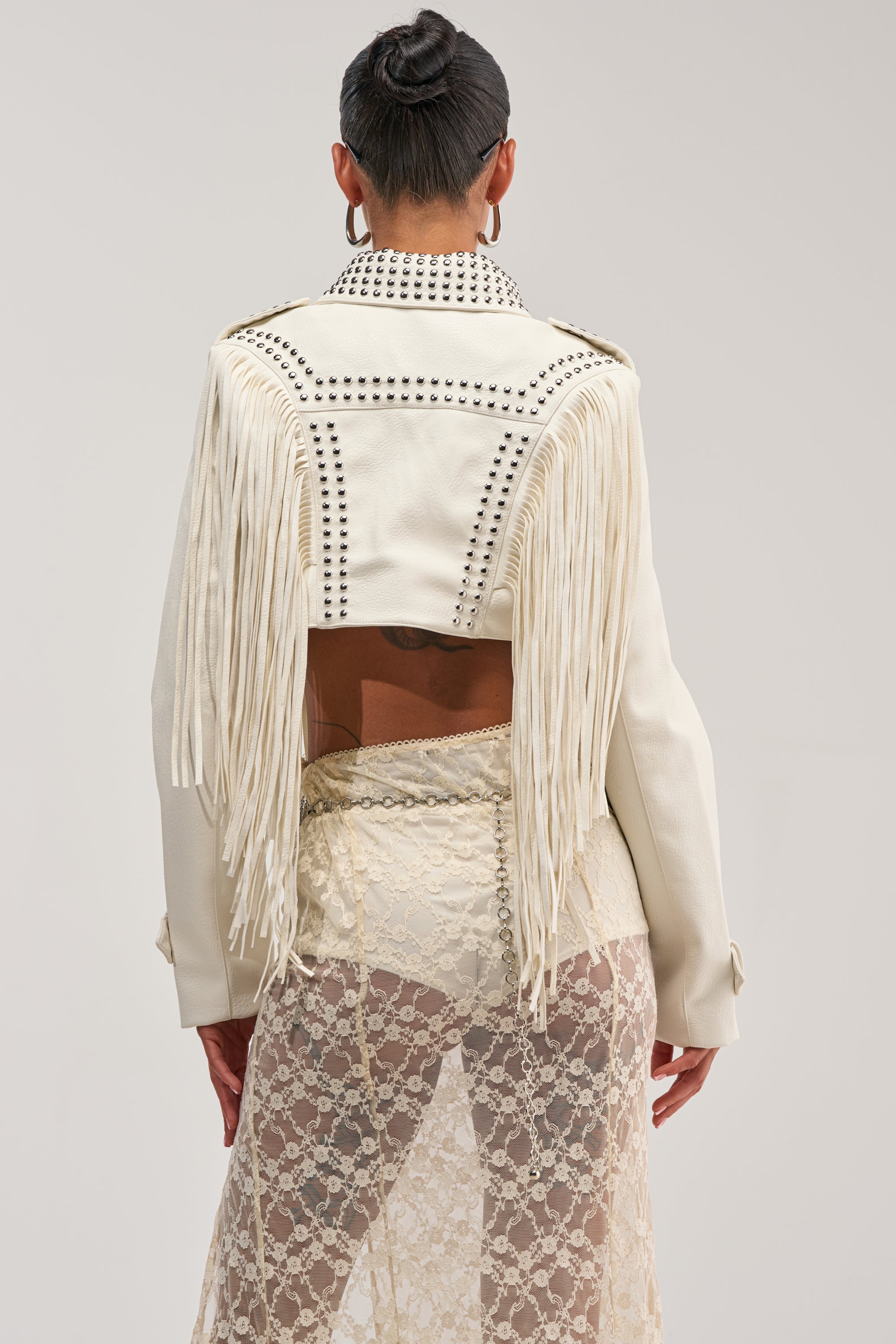 RUMI CROPPED MOTO IN WHITE