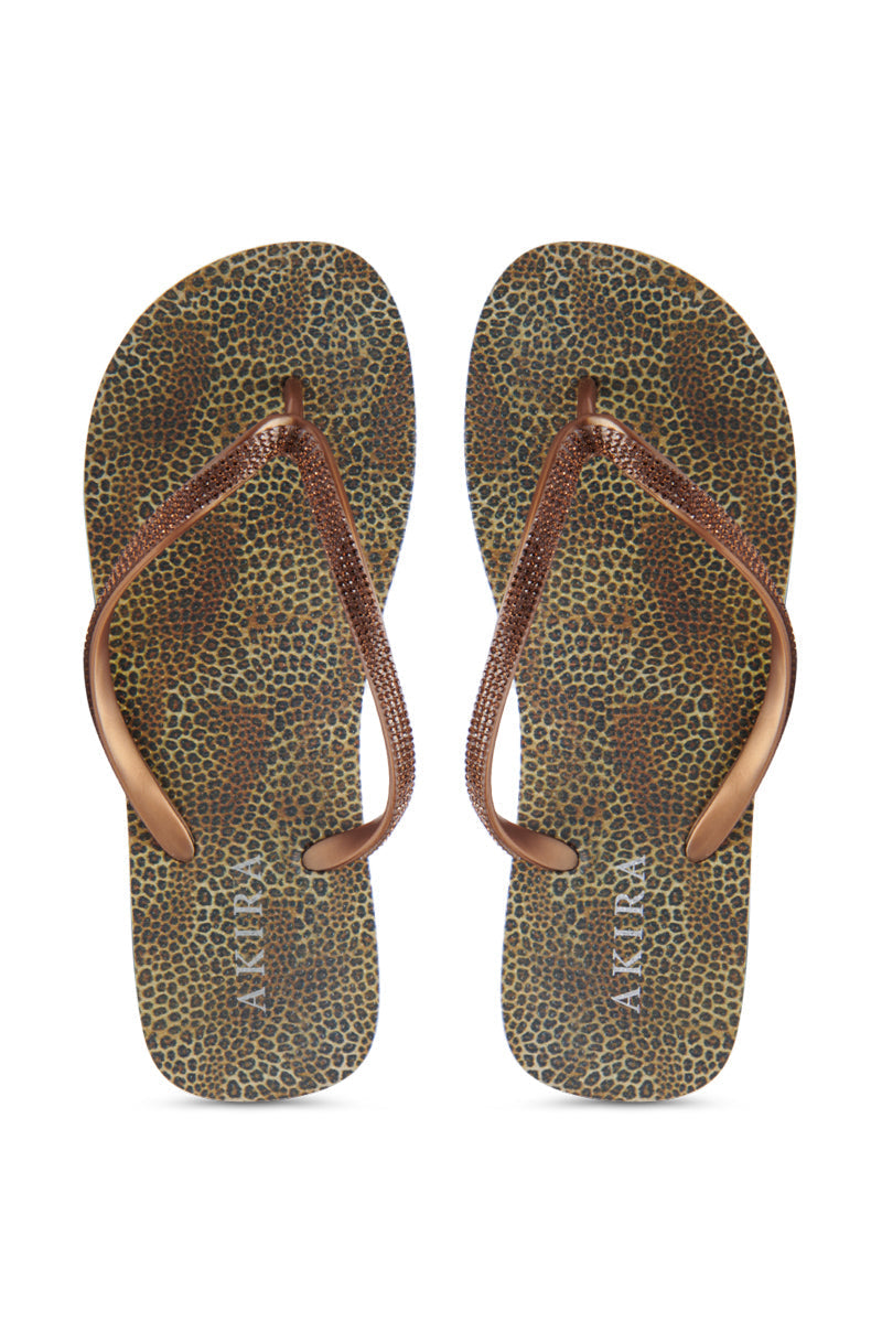 AKIRA LORETA LEOPARD THONG FLIP FLOP