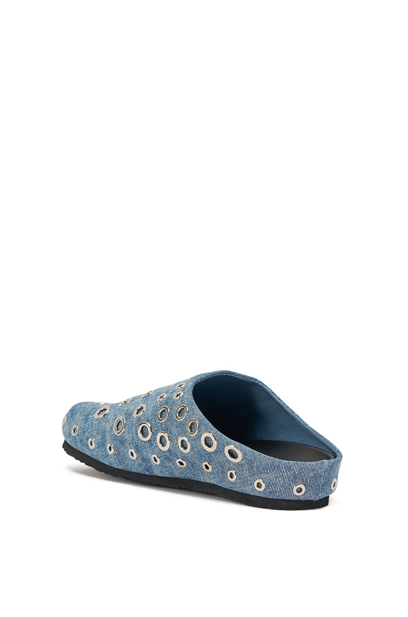 AZALEA WANG MARSHA DENIM GROMMET DETAIL FLAT