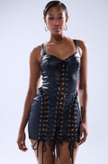 INTO THE NIGHT PU MINI DRESS