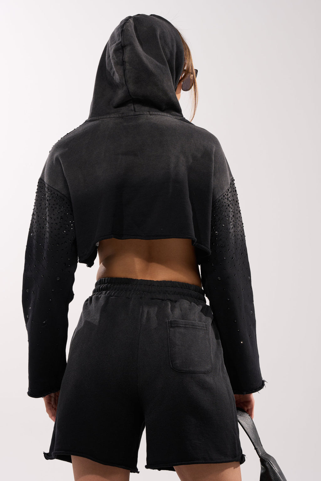 SPARKLE AND SHINE MINERAL WASHED CROPPED HOODIE