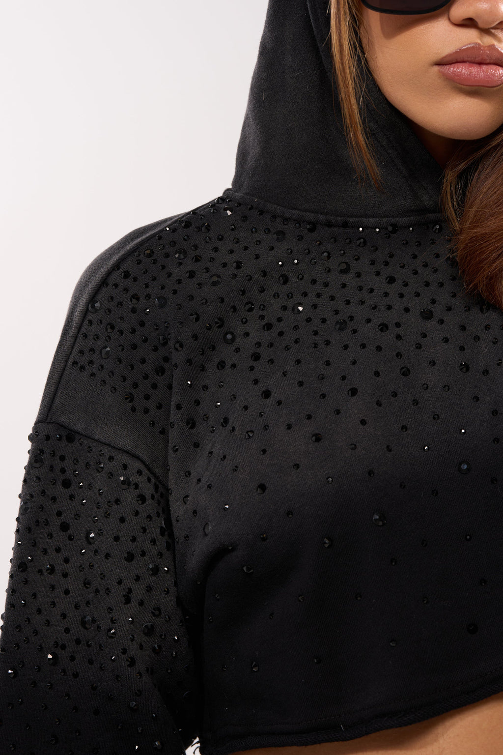SPARKLE AND SHINE MINERAL WASHED CROPPED HOODIE