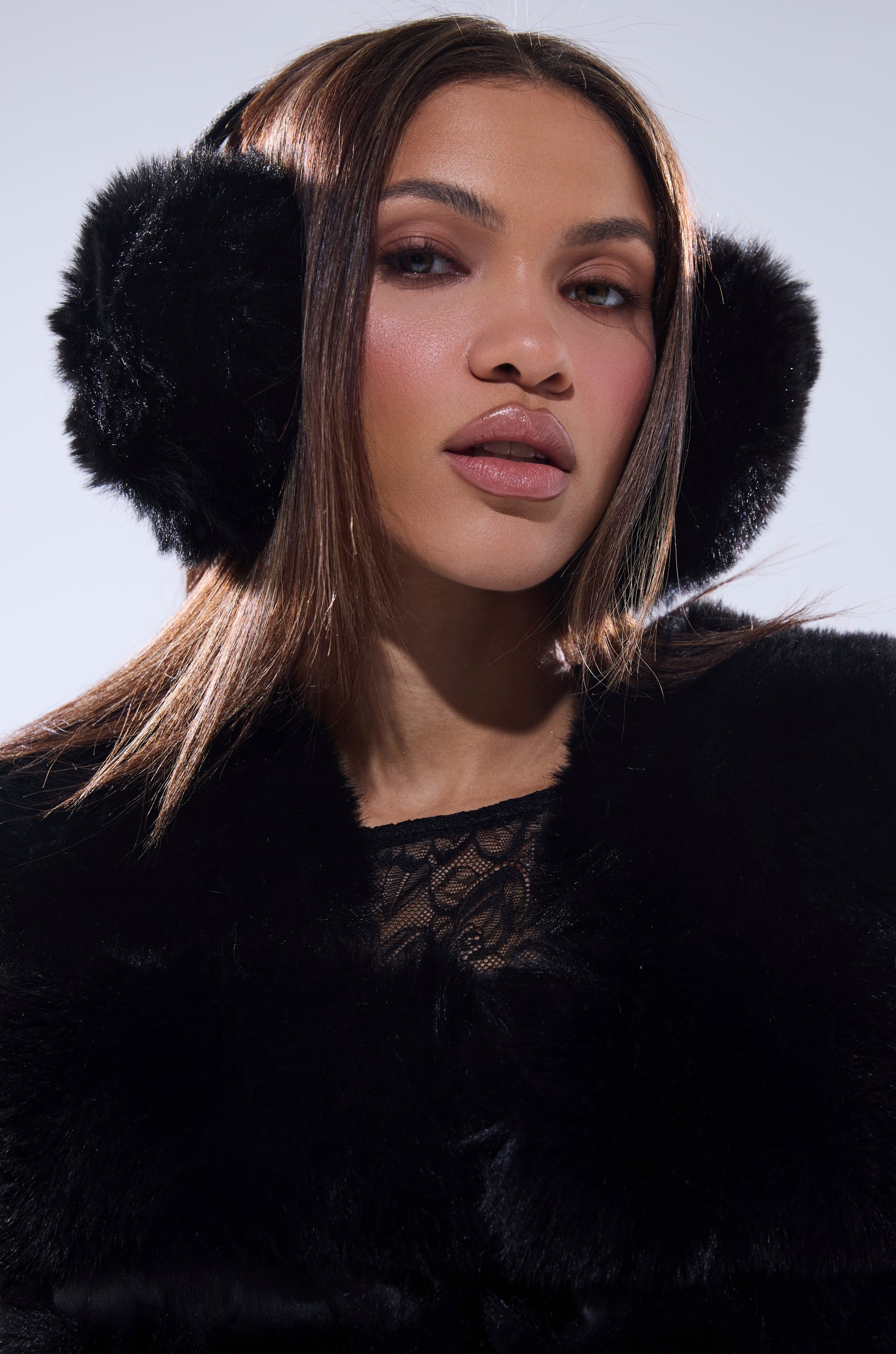 EXTRA RHINESTONE EAR MUFFS IN BLACK