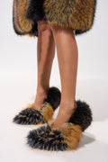 AZALEA WANG OMIRCON BLACK AND TAN FUR STILETTO PUMP