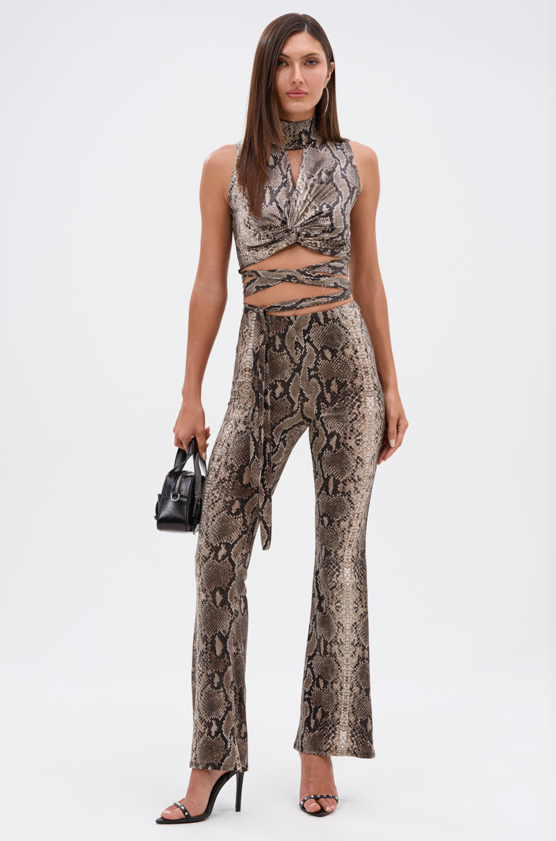 LOVE ME HARDER MOCKNECK SNAKE BLOUSE