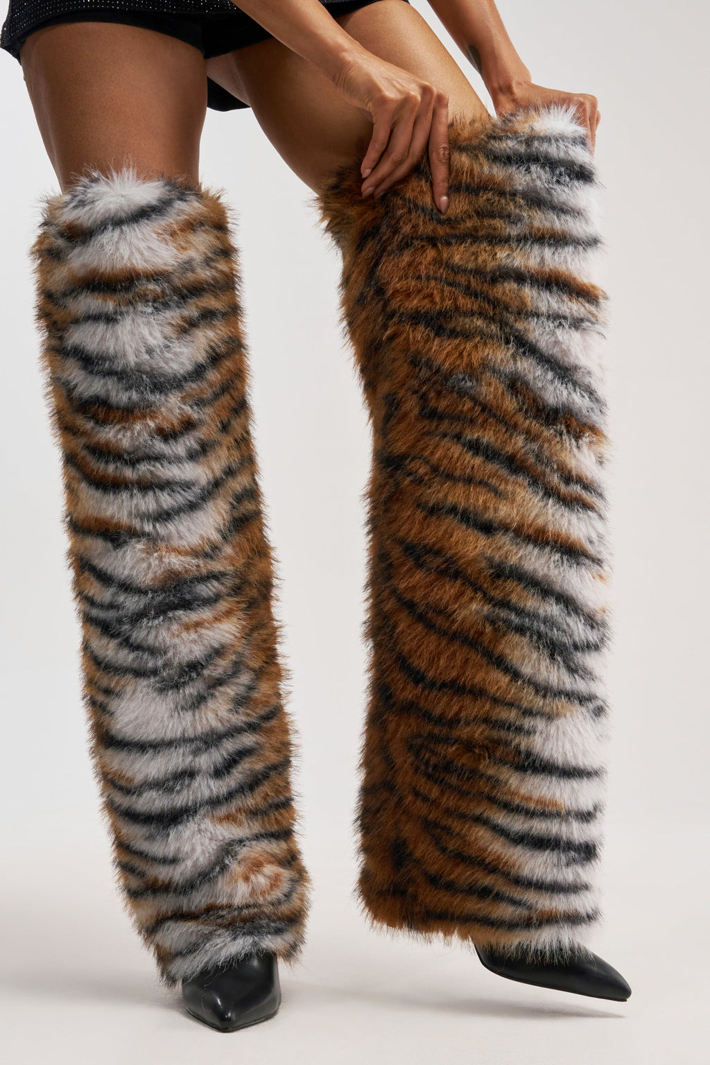 AZALEA WANG PURR TIGER FUR THIGH HIGH BOOT