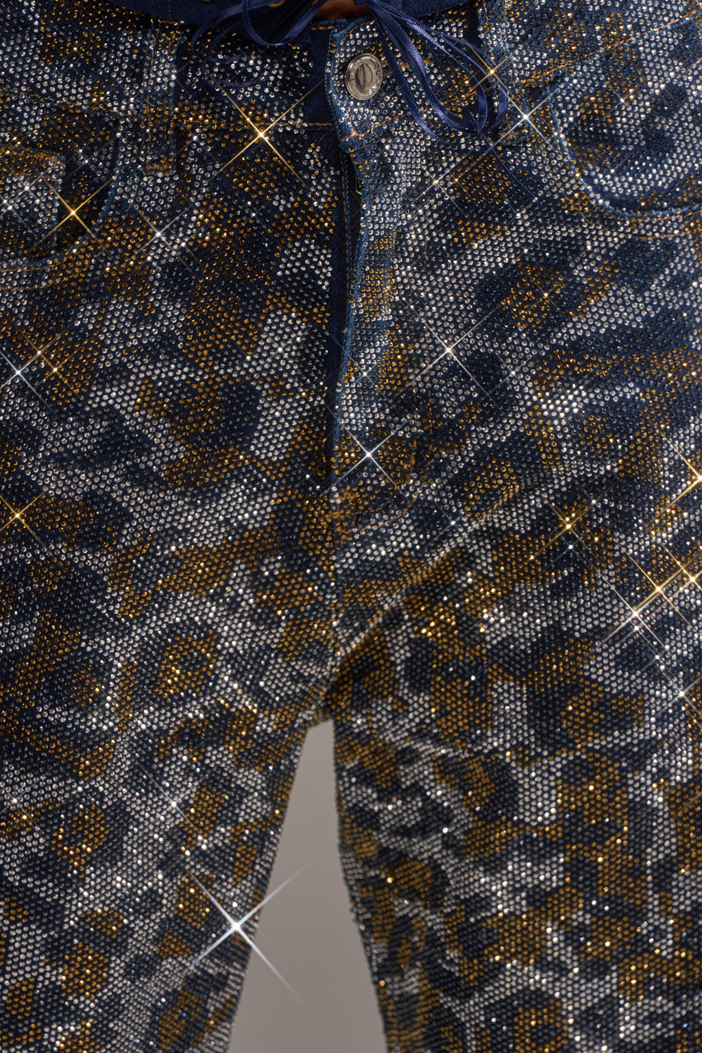 CHEETAH GIRLY RHINESTONE DENIM PANT
