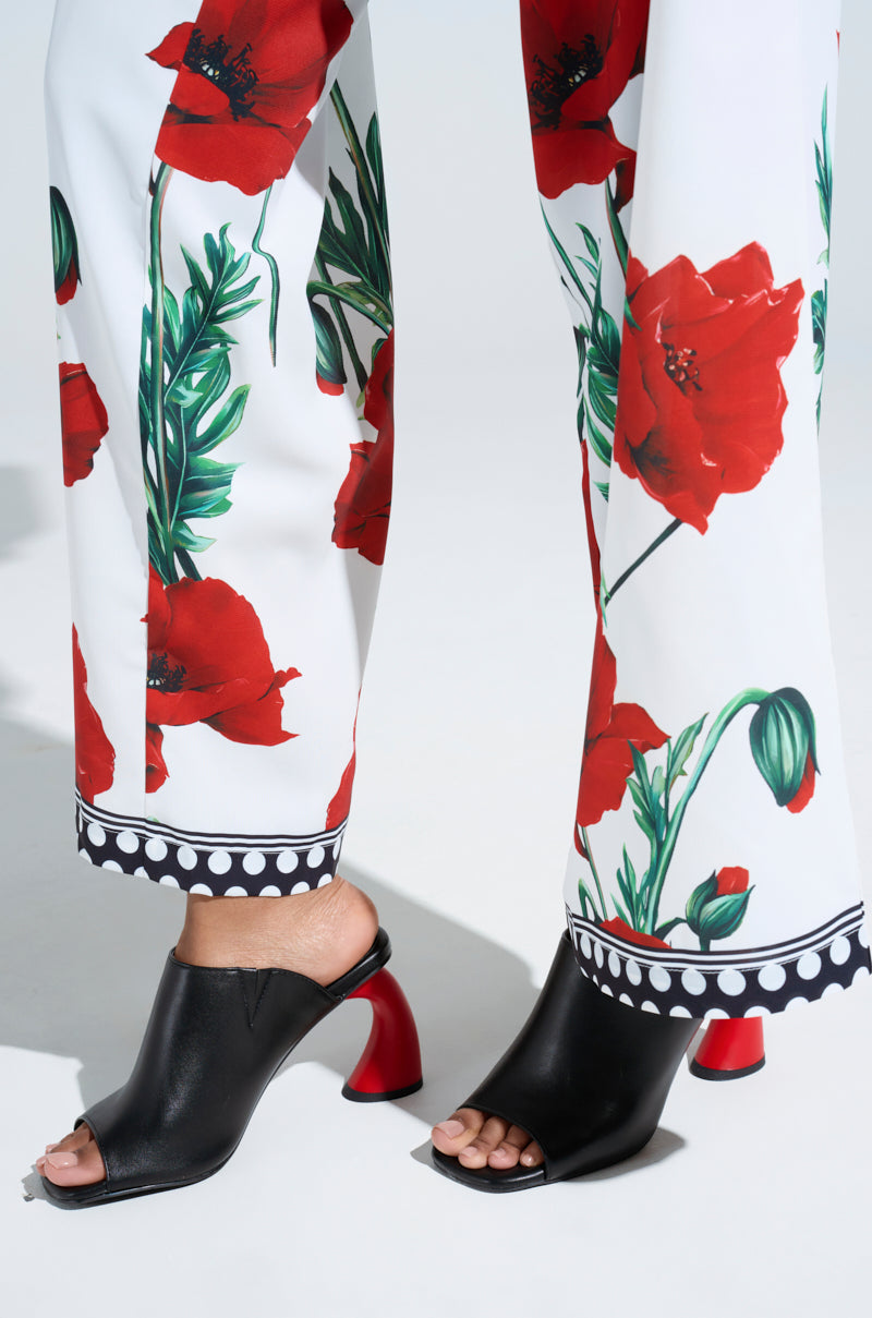 AZALEA WANG SIDLE BLACK SLIP ON MULE SANDAL WITH RED HEEL