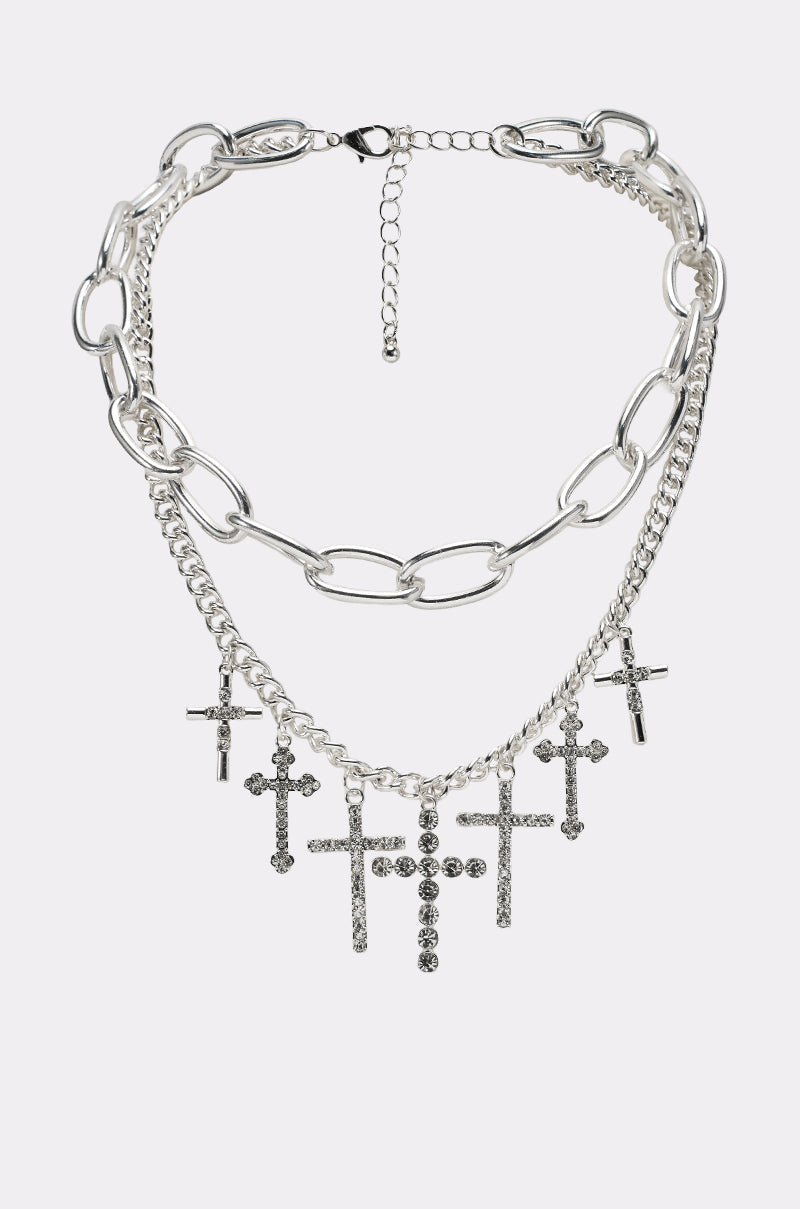 CROSS MY HEART SILVER NECKLACE