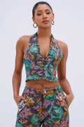 LOGAN JACQUARD LACE UP CORSET TOP