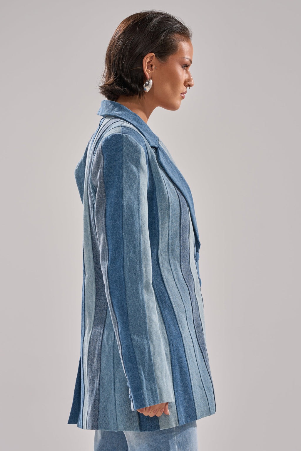 COME SLIDE PATCHWORK DENIM BLAZER
