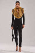 OH HOT DAMN BABY FUR TRIM JUMPSUIT