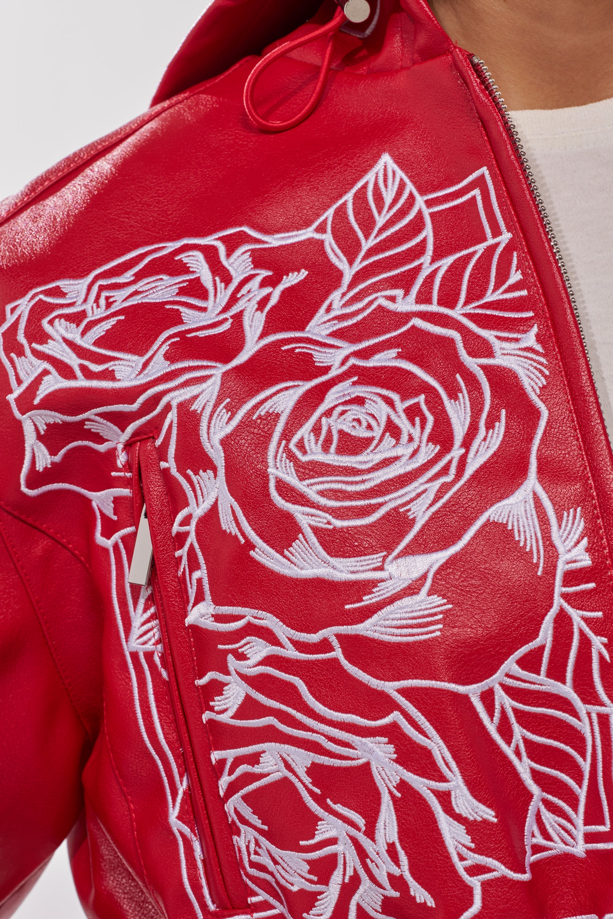 PAINT THE TOWN RED EMBROIDERED BOMBER