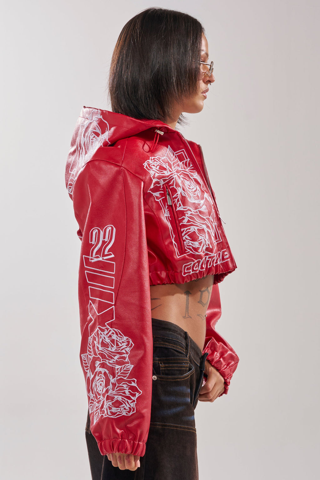 PAINT THE TOWN RED EMBROIDERED BOMBER