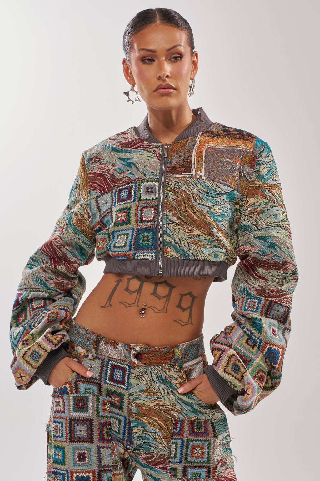 WILD CROPPED PATCHWORK BOMBER
