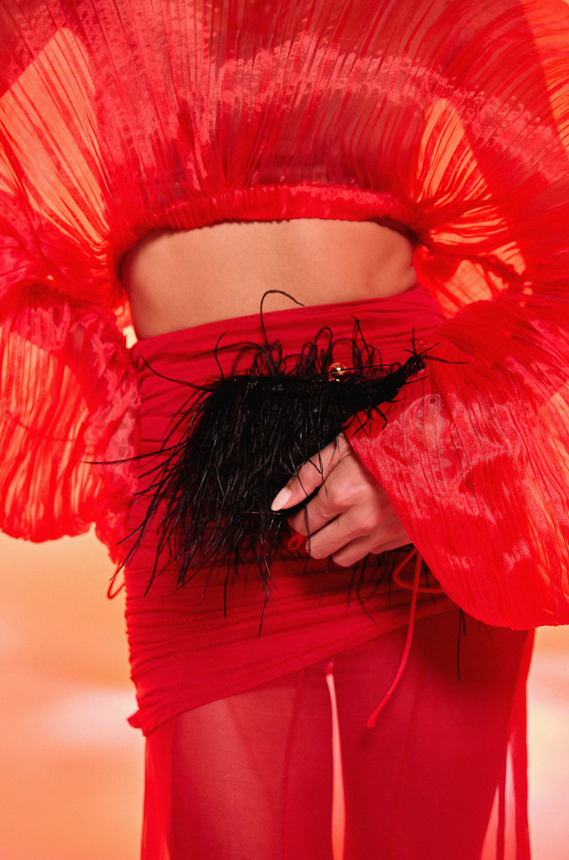 MIDNIGHT IN PARIS FEATHER CLUTCH