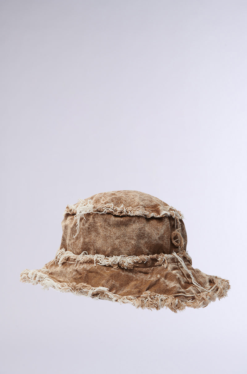 WITH IT DISTRESSED BUCKET HAT