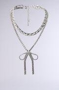 WITH A BOW SILVER NECKLACE SET