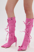 AZALEA WANG VILLAREAL PINK STRAPPY BOOT