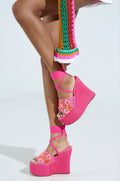 AZALEA WANG VONDA PINK WEDGE SANDAL