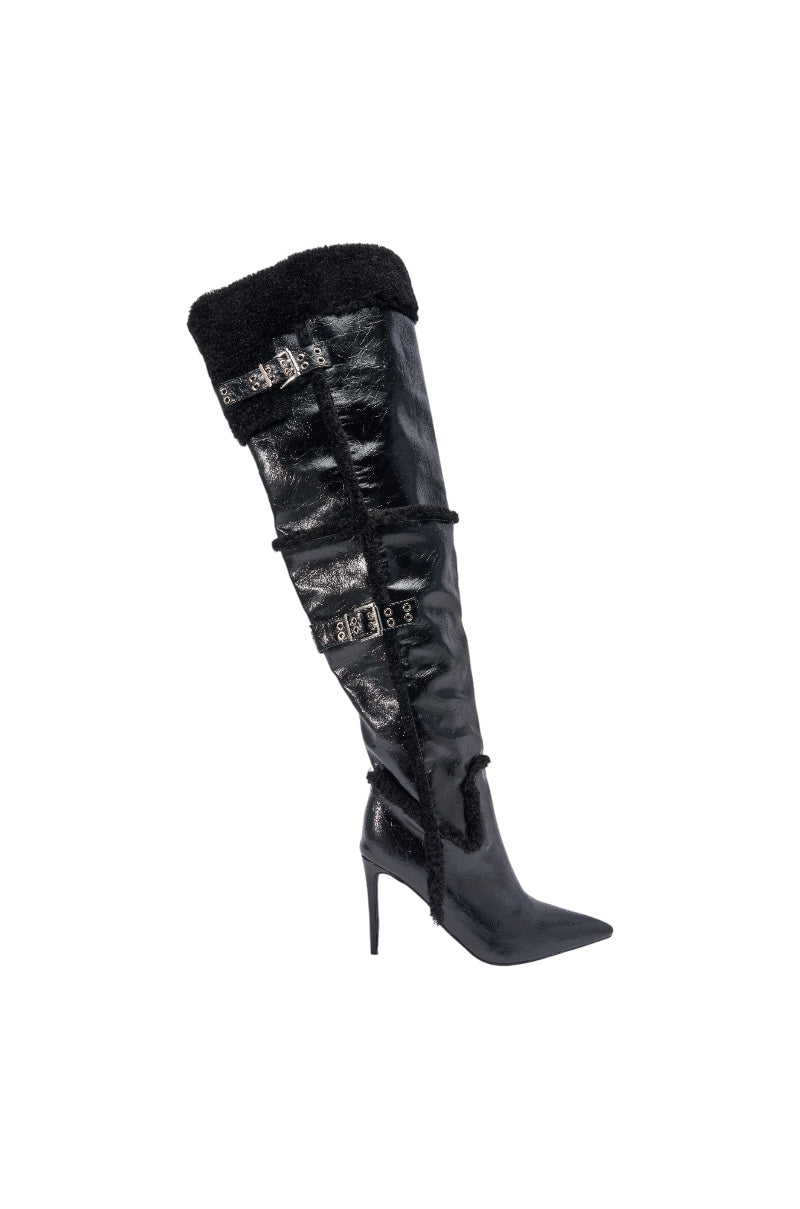 AZALEA WANG XO SHERPA LINED PU STILETTO BOOT